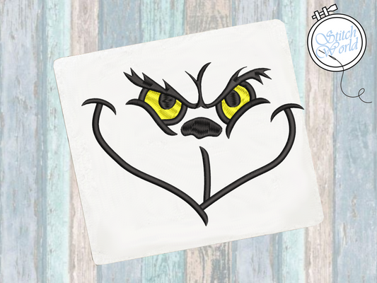 Grinch Face Applique, Instant Download