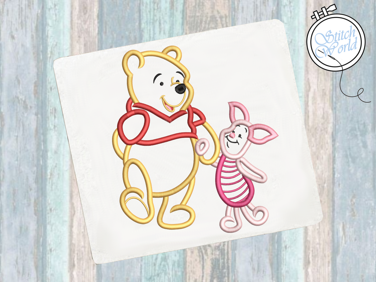 Winnie the Pooh and Piglet Applique, Instant Download
