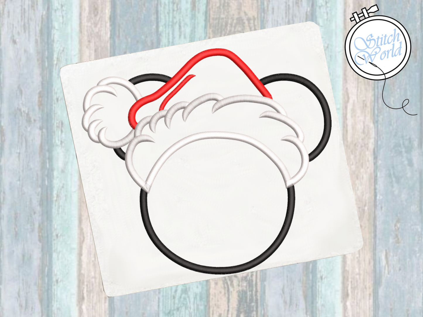 Mickey Santa Face Applique, Instant Download