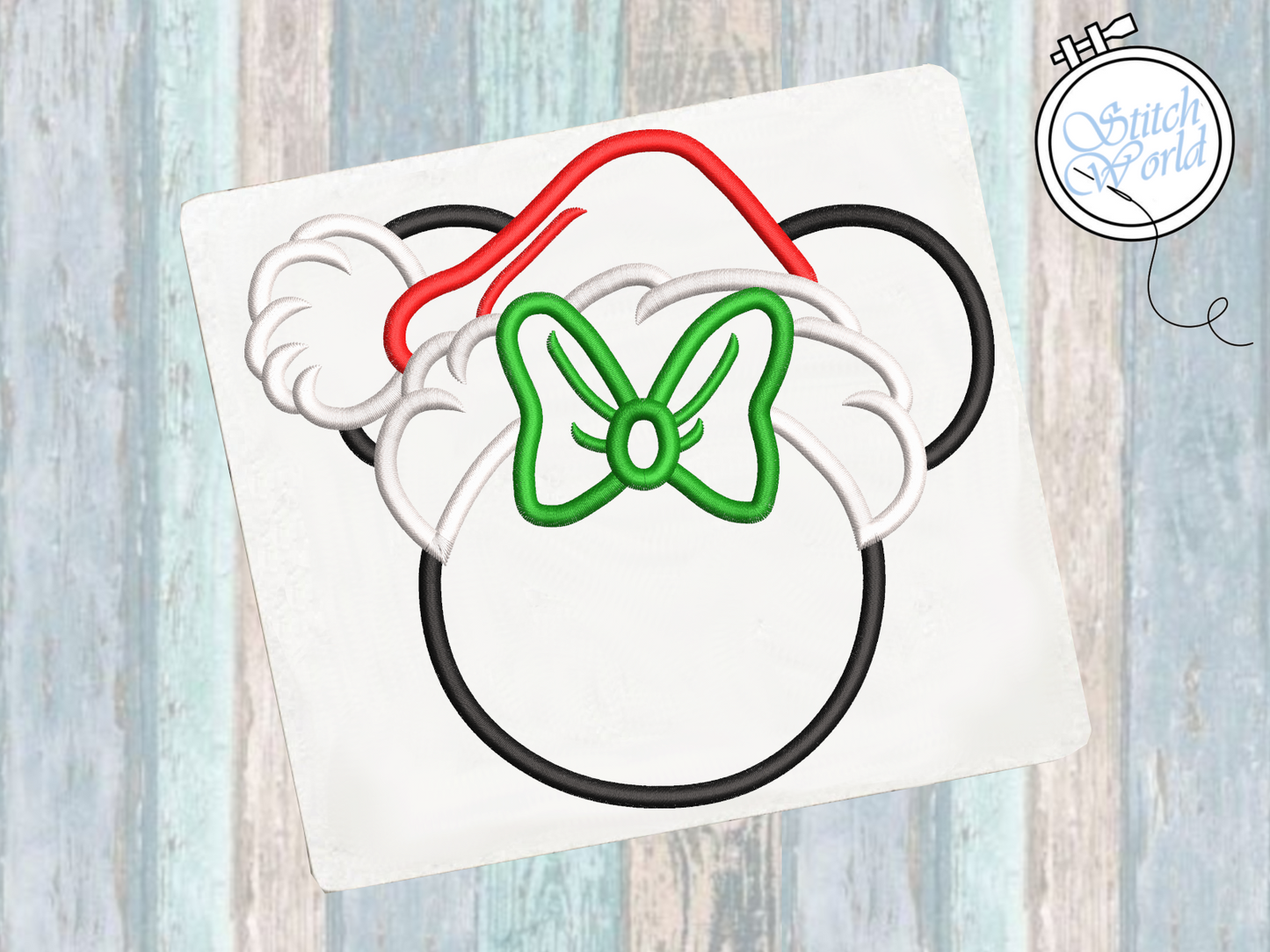 Minnie Santa Face Applique, Instant Download