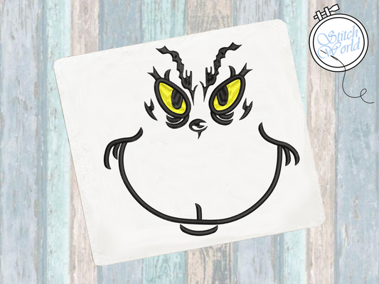 Grinch Face Applique, Instant Download