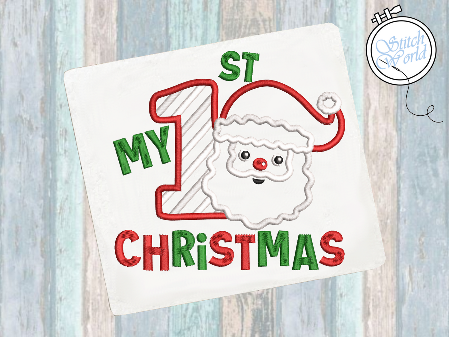 Santa First Applique, Instant Download