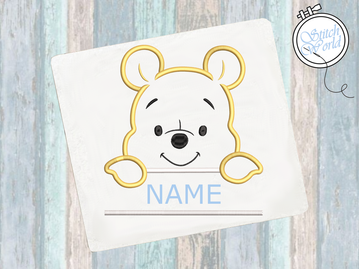 Winnie the Pooh Name Applique, Instant Download