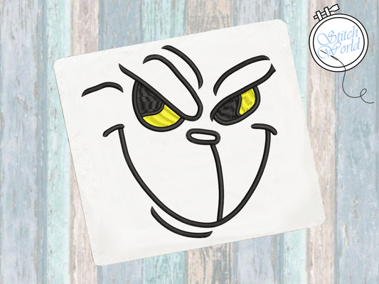 Grinch Face Applique, Instant Download