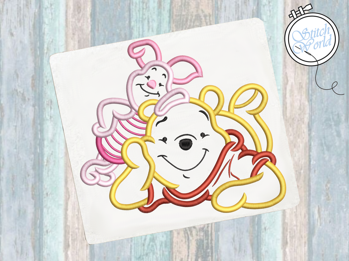 Winnie the Pooh and Piglet Applique, Instant Download