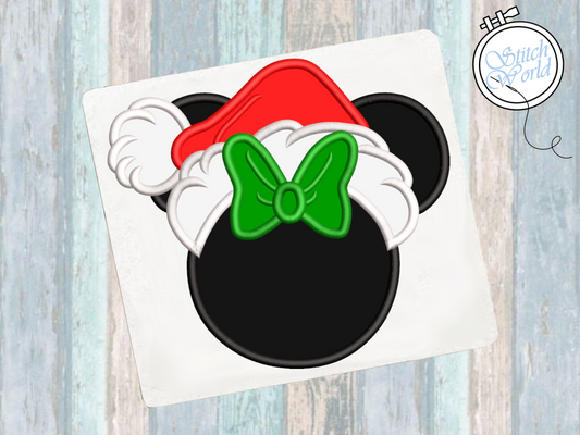 Minnie Santa Face Applique, Instant Download
