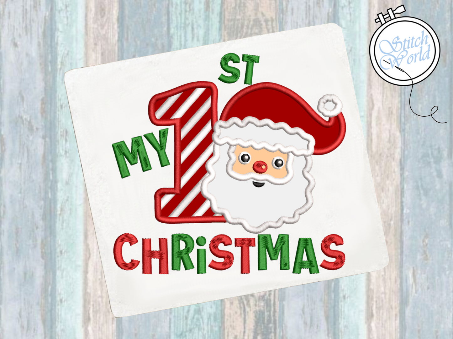 Santa First Applique, Instant Download