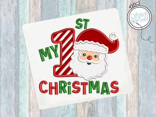 Santa First Applique, Instant Download