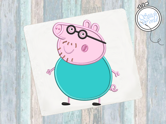 Daddy Pig Applique, Instant Download