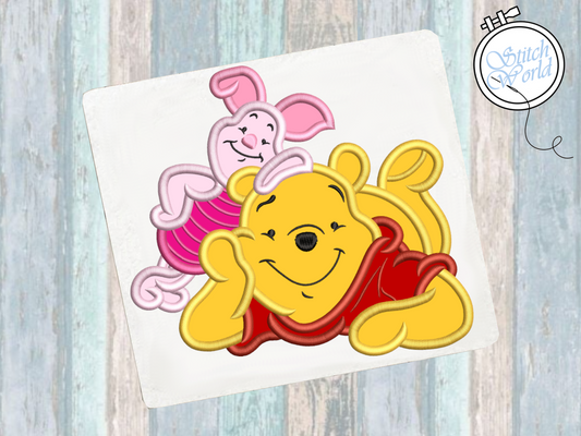 Winnie the Pooh and Piglet Applique, Instant Download